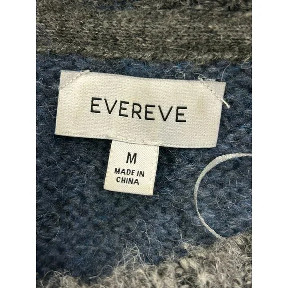 Evereve Womens Size Medium Fair Isle Knit Sweater Blue/Gray Long Sleeve - Picture 3 of 11
